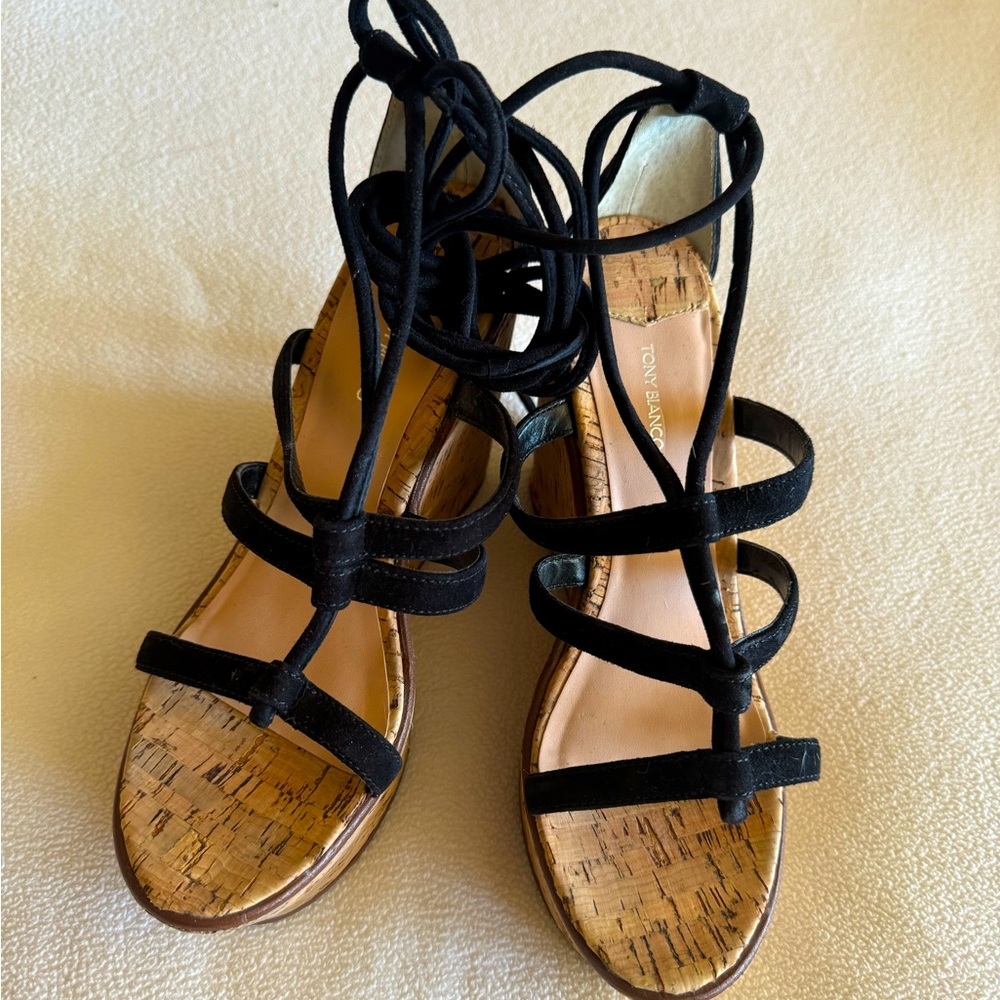 Tony Bianco wedges black suede size 9